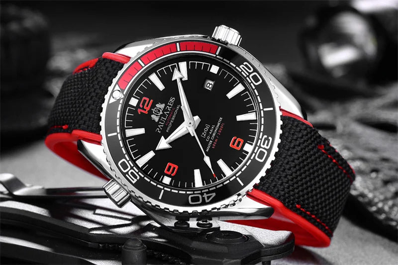 Luxury Automatic Mens Watch High Quality Mechanical Self Wind Movement Rubber Strap Waterproof Luminous Calendar Mens Watches - Sun Studio