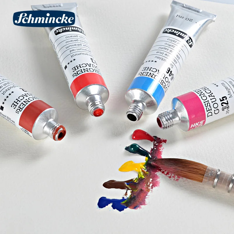 Germany Schmincke Designer Gouache Paint Tube 20ml Opaque Gouache Paint Professional Artist 48 Colors Drawing Art Supplies Cute - Sun Studio