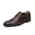 Lace-up casual leather shoes Men's wedding carved Brogues men's formal business pointed shoes Groom's leather shoes - Sun Studio