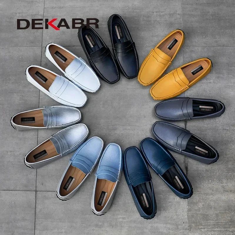 DEKABR Loafers Shoes Men Fashion Shoes New Spring Comfy Men's Flats Moccasins Classic Original Leather Men Casual Shoes - Sun Studio