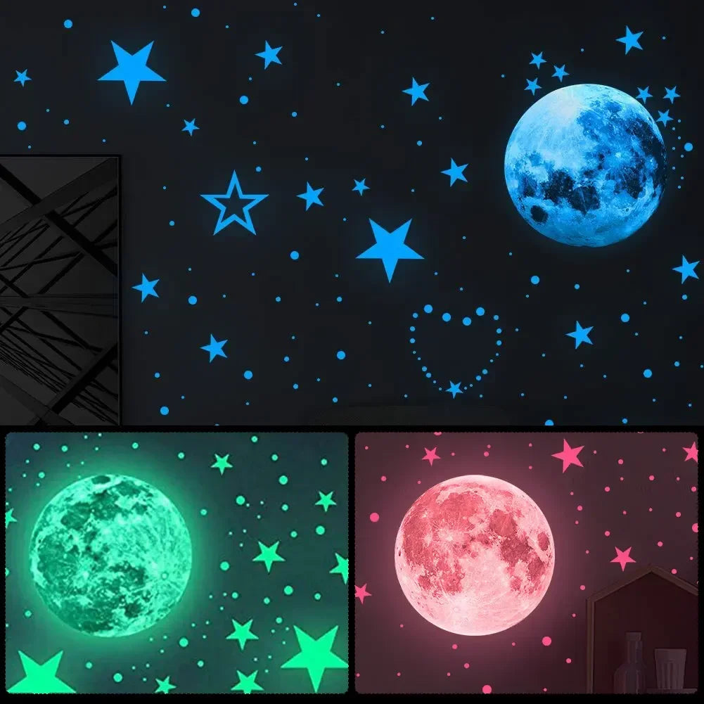 Colorful Moon Luminous Wall Stickers For Kids Room Bedroom Ceiling Art Decals Home Decor Unicorn Stars Glow In The Dark Stickers - Sun Studio