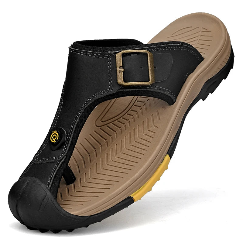 Echte Leder Sandalen Herren Atmungsaktive Sommerschuhe Mann Wasserdicht Outdoor Herren Sandalen Rutschfeste Strand Sandalen Fußbekleidung