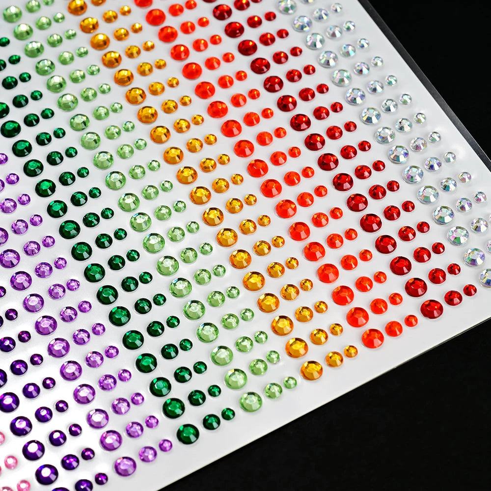 162/216/900pcs Eye&Face&Body Diamond Tattoos Stickers 3/4/5/6mm Colored Glitter Rhinestone Tattoo for Party Makeup Gem Accessory - Sun Studio