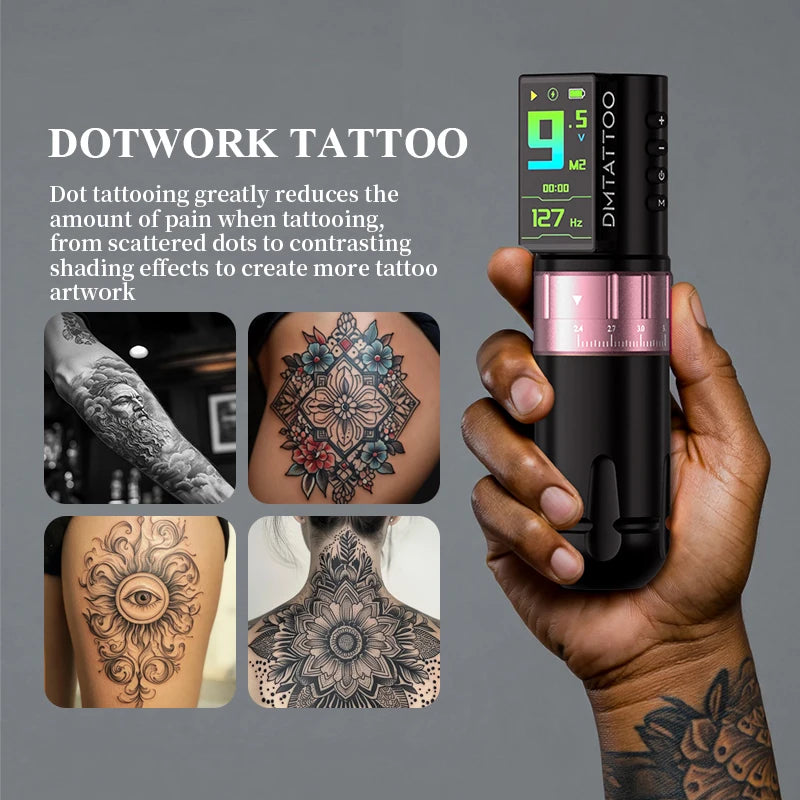 DM Venom Wireless Adjustable Stroke Tattoo Machine Adjustable Stroke 2.4-4.2mm With 2300mAh Powerful Color Screen Battery - Sun Studio