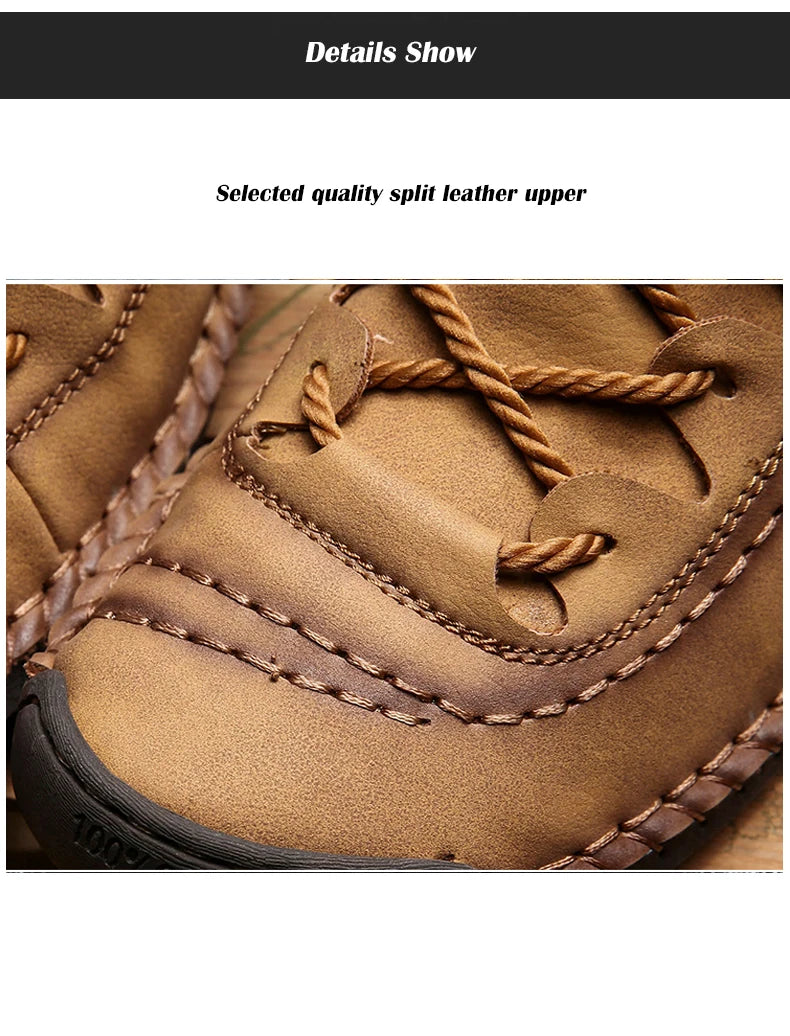 Handmade Leather Casual Men Shoes Ankle Boots Men Loafers Comfort Walking Shoes Men Flats Hot Sale Moccasins Shoes Plus Size - Sun Studio