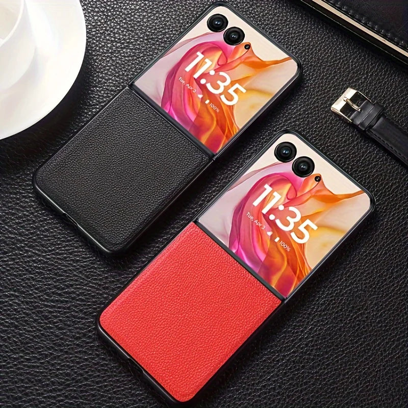 Luxury Business Style Retro Litchi Pattern Case for Motorola Razr 40 50 + 2024 Ultra 2025 Razr60 Thin Hard PC Shockproof Cover - Sun Studio