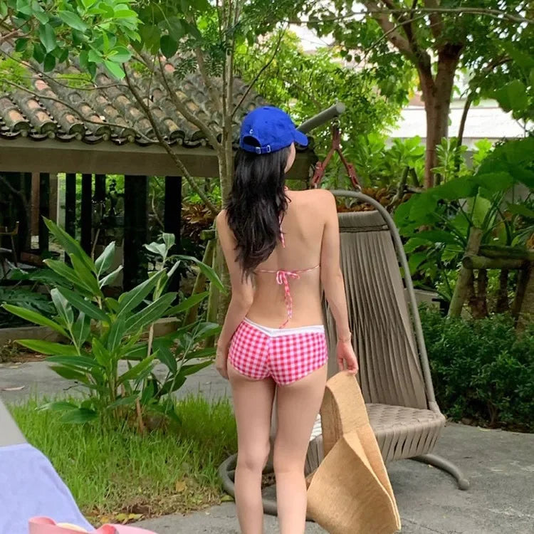 Sexy Two-Piece Bikini Swimwear Women's Korean Style Hot Spring Suit Small Chest Gathered Baseini Thermal Spa Swimsuit - Sun Studio