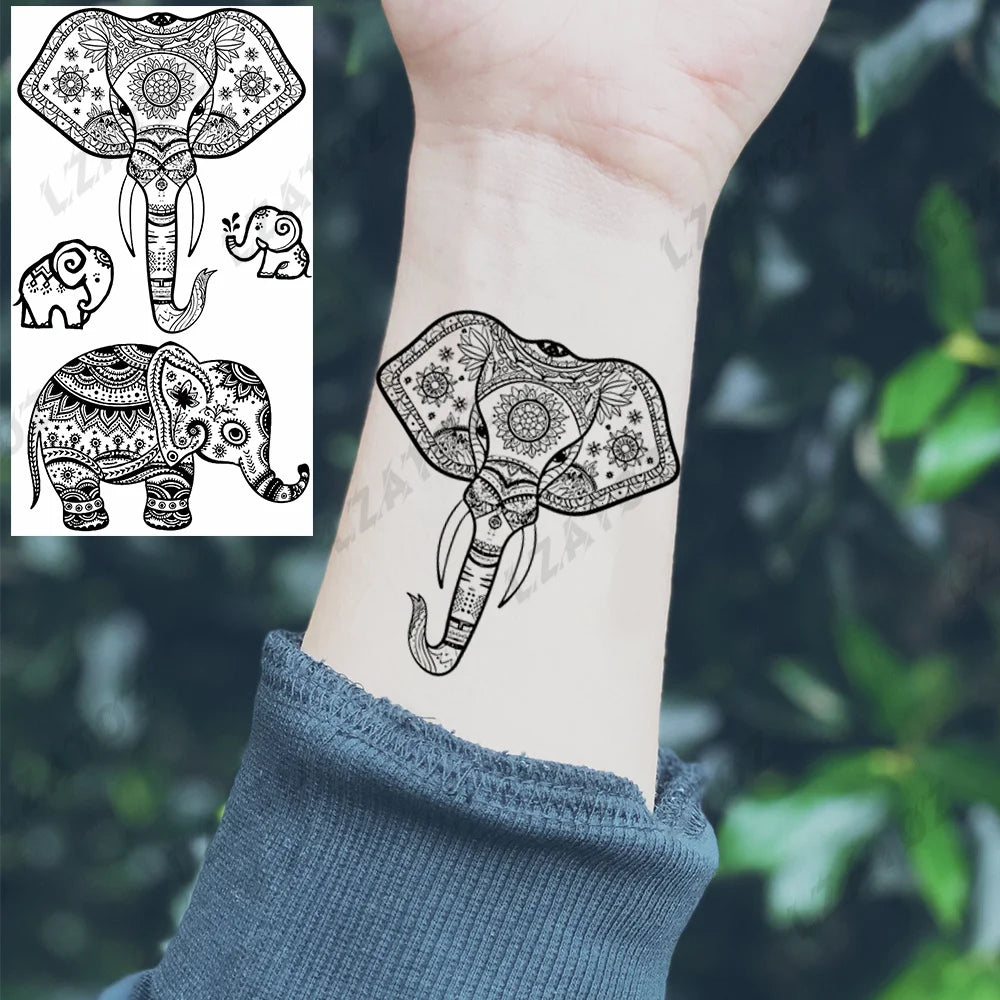 Unique Triangle Ocean Wave Temporary Tattoos For Men Women Realistic Tiger Lion Fake Tattoo Stickers Saying Transfer Art Tatoos - Sun Studio