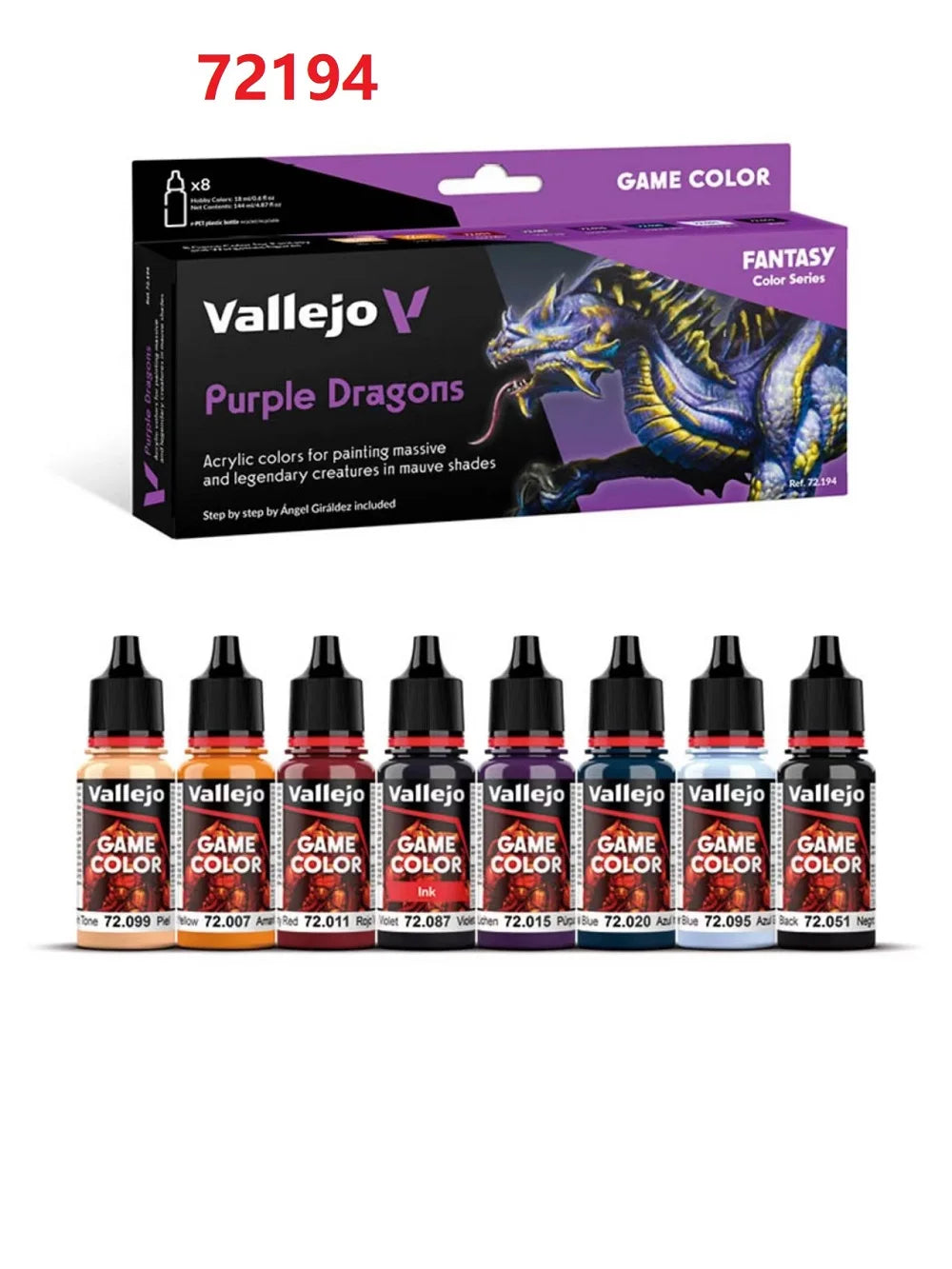 Spani AV vallejo model environmentally friendly water-based Acrylic painti set 8 * 17ml non metallic/game color wash acrylic set - Sun Studio