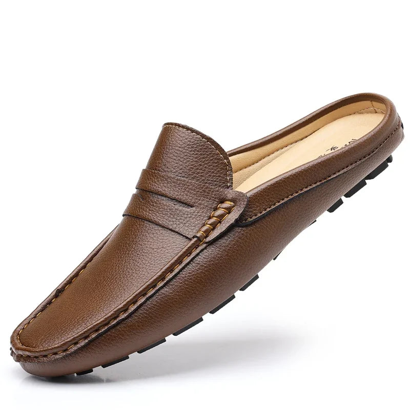 YRZL Slipper Sommer Slip-On Halbschuhe für Männer PU Leder Hausschuhe Lässige Atmungsaktive Bequeme Slipper Mokassins Lässige Schuhe Männer