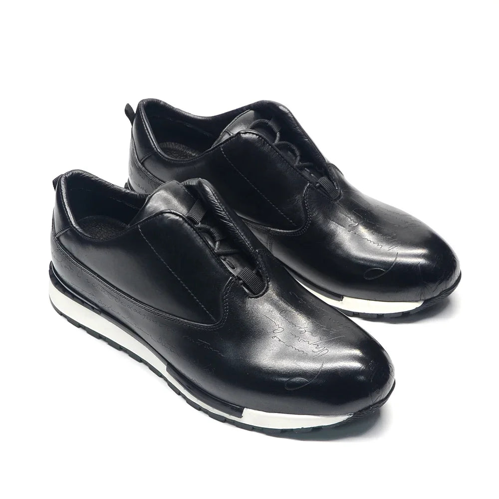 Luxury Brand Style Casual Sneakers Men's Shoes Genuine Leather Lace-up Basic Outdoor Footwear Daily Male Fashion Oxford Shoes - Sun Studio