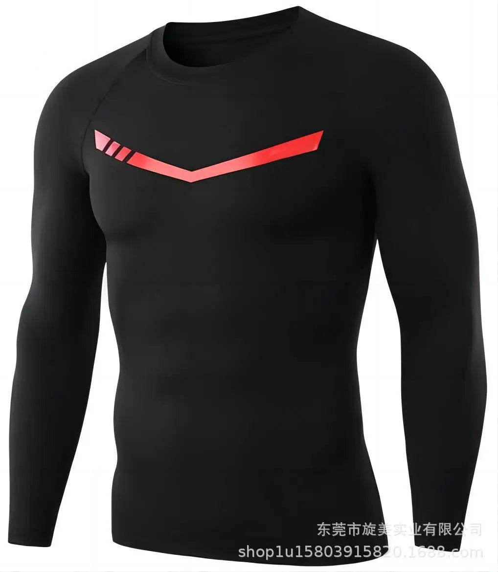 Gym Sports T-shirts for Men Long Sleeve Tights Boxing Sportswear Breathable Quick Dry Fitness Tops Male Outdoor Training Clothes - Sun Studio