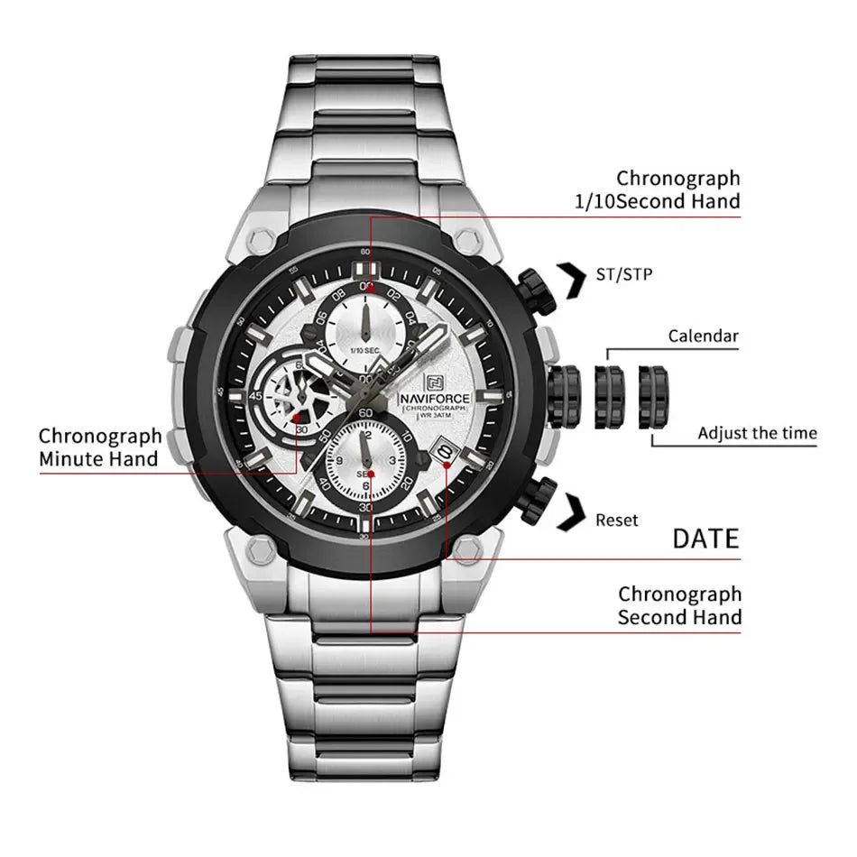 NAVIFORCE Men's Watches Top Luxury Original Quartz Wrist Watch for Men Chronograph Calendar Waterproof Man Watch Relojes Hombre - Sun Studio