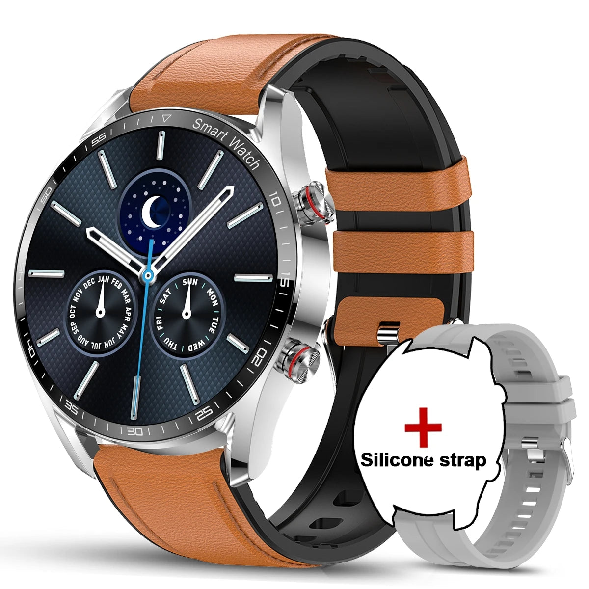ChiBear Neue 1,53 Zoll Bluetooth Anruf Smartwatch für Männer Multi-Sport-Modus Herzfrequenz Gesundheitsüberwachung Wasserdicht Business Smartwatch