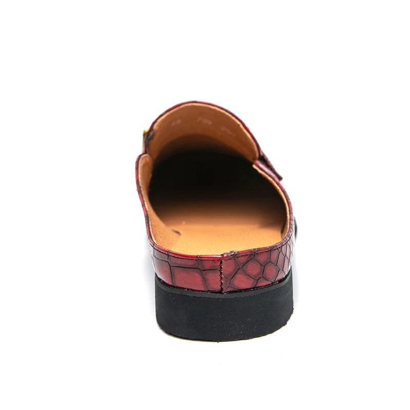 100% Genuine Leather Black Men’s Half Shoes For Men Shoes Mules Casual Designer Shoes Fashion Loafers Luxury Black Slippers 2022 - Sun Studio