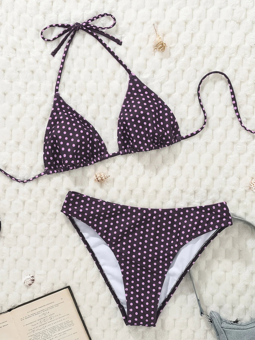 Sexy Black Polka Dot Print Bikini Set Women Halter Push Up Bra High Waist Swimsuit Bathing Suit Vacation Two Piece Swimwear 2026 - Sun Studio