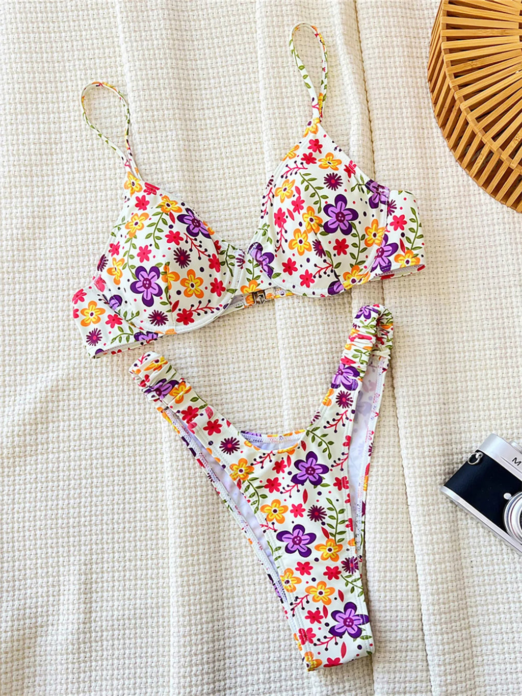 Flowers Printed Underwired Brazilian Bikini Female Swimsuit Women Swimwear Two-pieces Bikini set Bather Bathing Suit Swim K5666 - Sun Studio