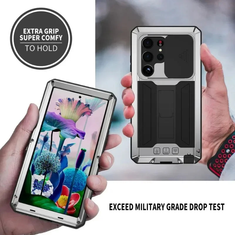 For Samsung S24 Ultra S25 Edge S23 S22 Plus Rugged Armor Aluminum Metal Phone Case Shockproof Cover Screw Bumper Screen Protect - Sun Studio