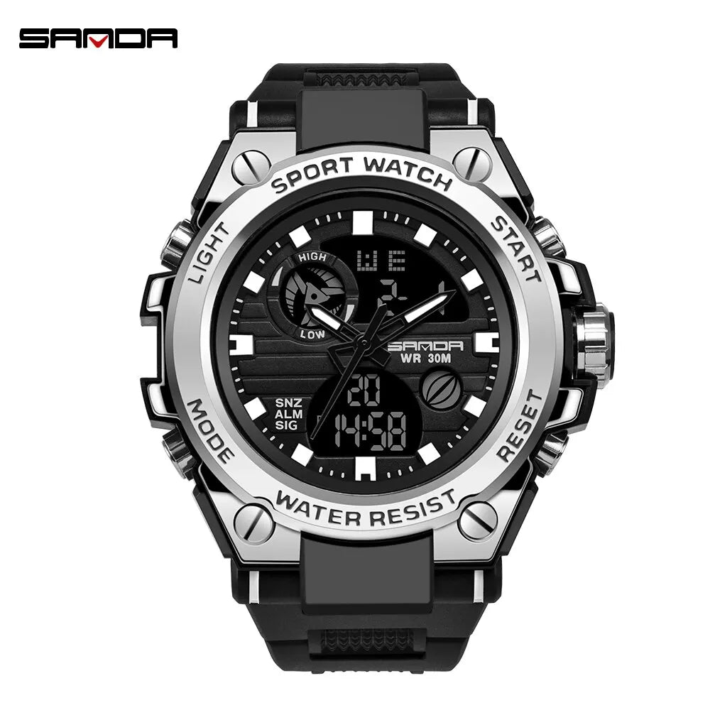 SANDA Top Luxus Uhren Männer Militär Armee Herren Uhr Wasserdichte Sport Armbanduhr Dual Display Uhr Männlich Relogio Masculino