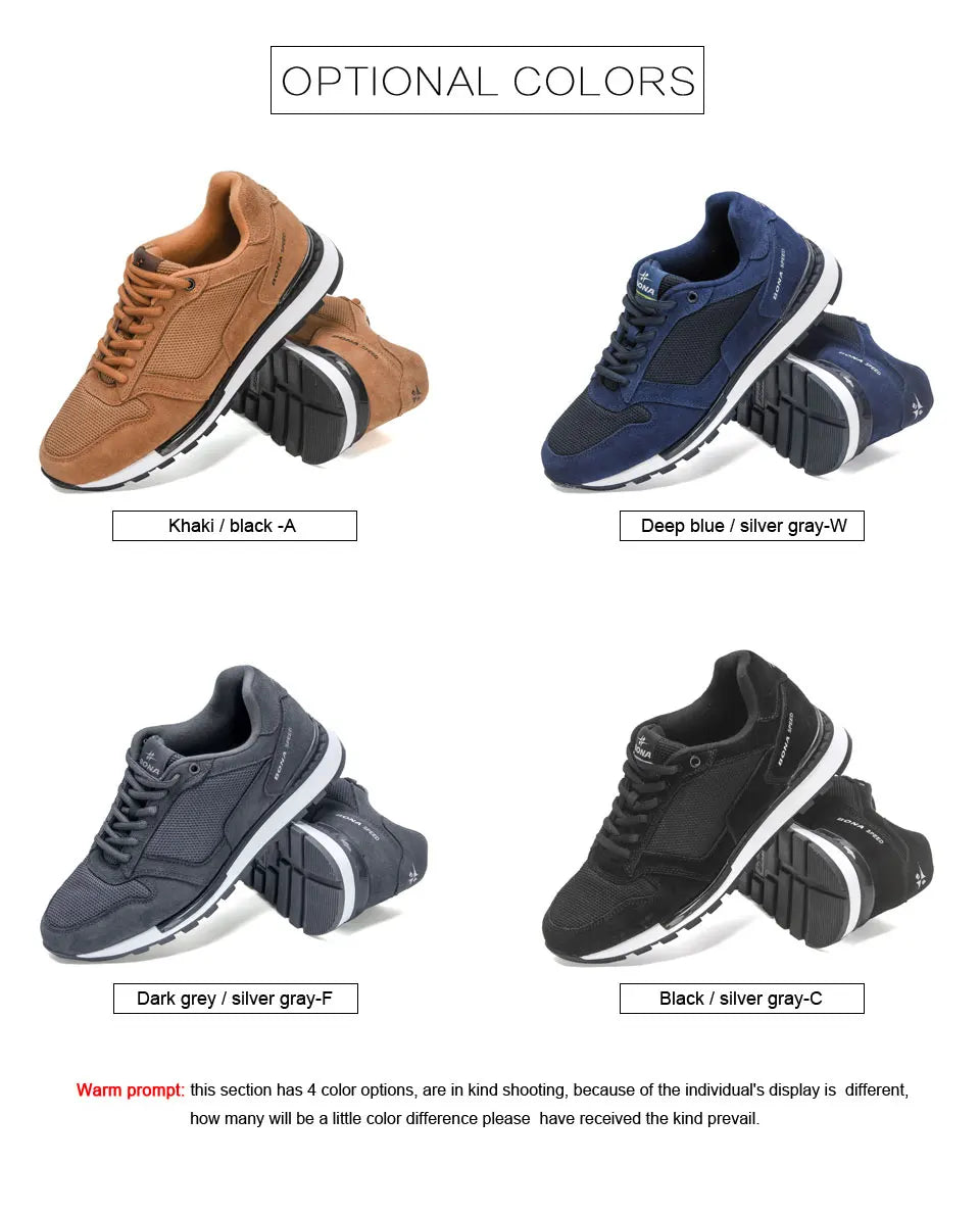 BONA 2022 New Designers Suede Casual Shoes Men Sneakers Outdoor Walking Shoes Man Comfortable Shoes Walking Footwear Mansculino - Sun Studio