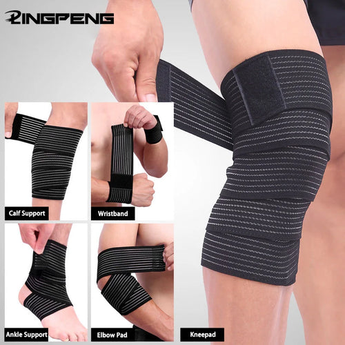 1Pc High Elasticity Knee Brace Support Wrap Portable Sport Elastic Bandage Adjustable Nylon Bracer Wristband - Sun Studio