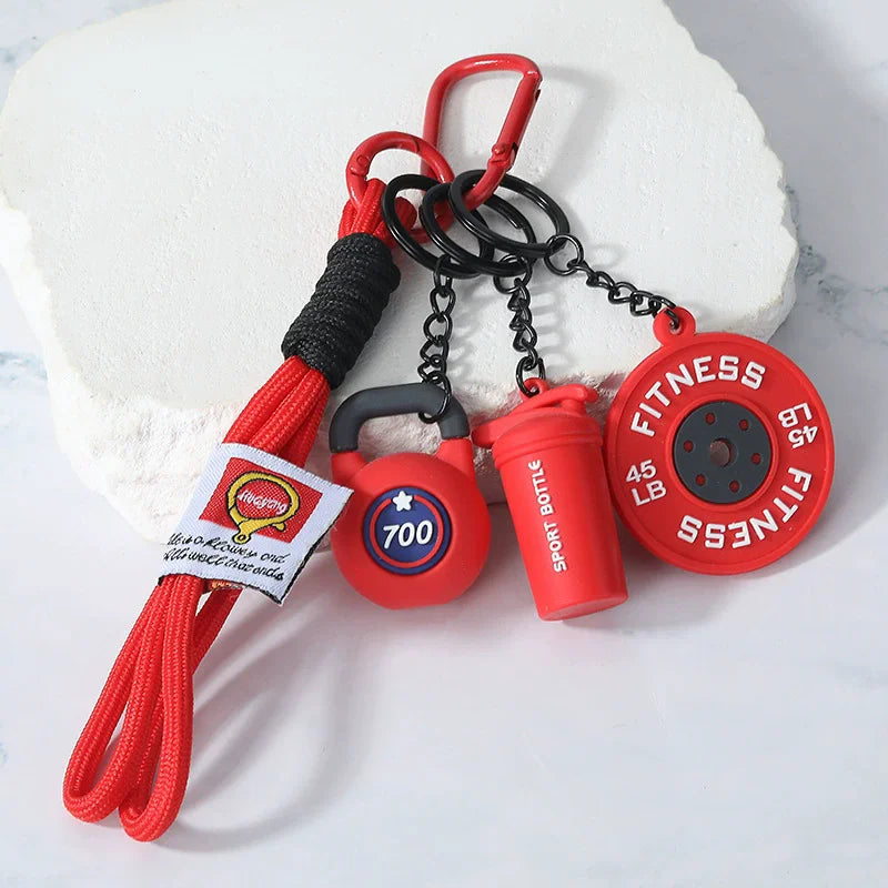 Fitness Keychain Gym Lovers Fitness Enthusiast Gift Barbell Dumbbell Keychain Fitness Bag backpack Charms - Sun Studio