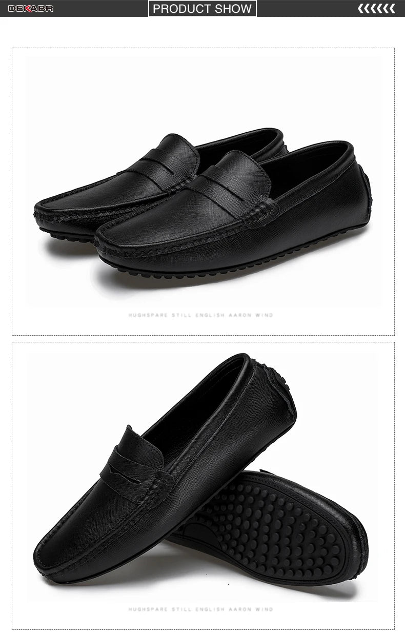 DEKABR Loafers Shoes Men Fashion Shoes New Spring Comfy Men's Flats Moccasins Classic Original Leather Men Casual Shoes - Sun Studio