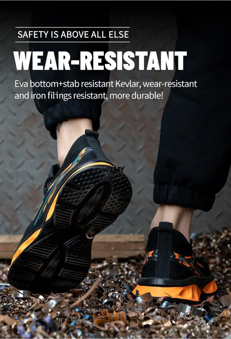 Fashion Safety Shoes for Men Steel Toe Sneakers Puncture Proof Industrial Work Shoes Man Breathable Work Safety Boots Anti-smash - Sun Studio