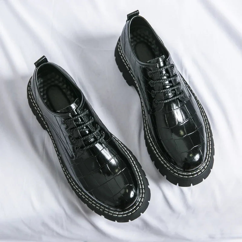 Neue schwarze Herrenschuhe, Schnürschuhe, runde Zehen, Steinmuster, braun grau, Herren Anzugschuhe, Größe 38-46