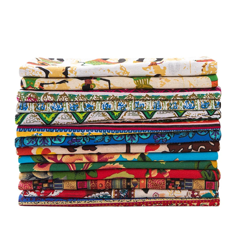 Bohemian Fabric Ethnic Vintage Retro Boho Printed Cotton Linen Home Decor Upholstery Textile - Sun Studio