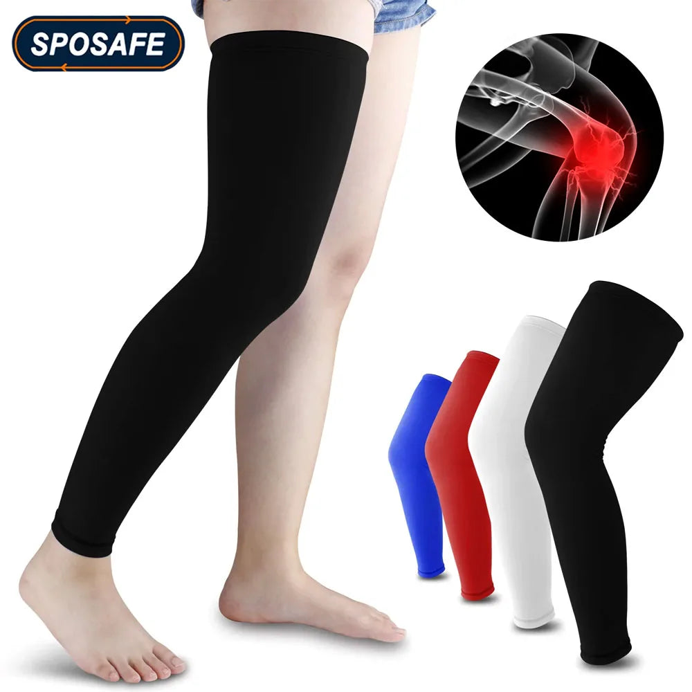 1Pcs Sports Compression Leg Sleeve Breathable Anti-UV Full Length Leg Sleeves for Men Women Football Backetball Cycling Climbing - Sun Studio