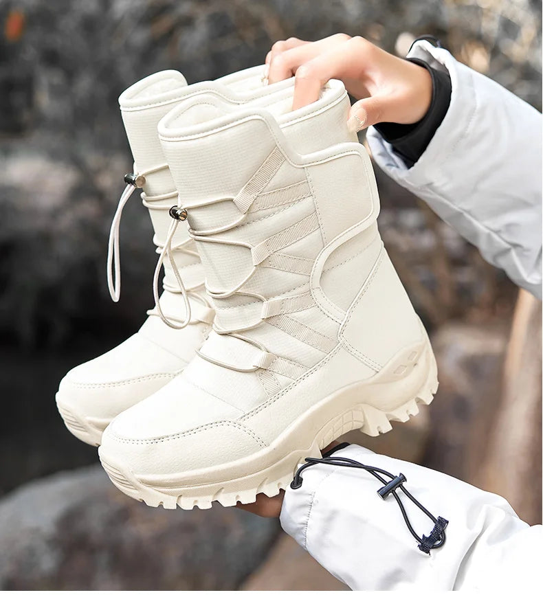 Neue Warme Plüsch Schneestiefel Herren Schnürsenkel Lässige Hohe Herren Stiefel Wasserfeste Winterstiefel Rutschfeste Knöchelstiefel Herren Arbeitsstiefel