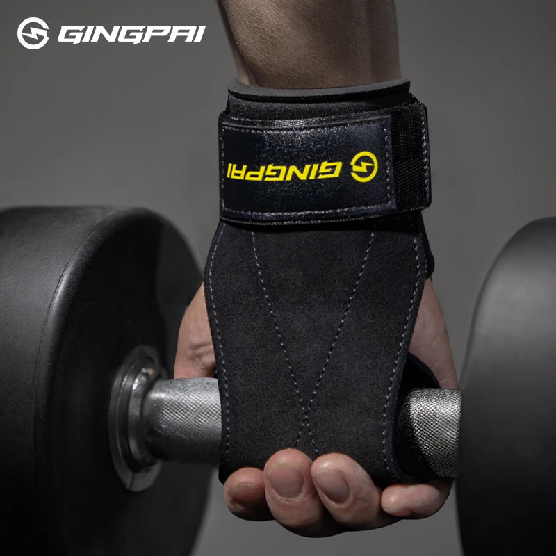 Gym Grips For Men Women Cowhide Palm Guards Weightlifting Fitness Workout Gloves Grips with Wrist Wraps Training Equipment - Sun Studio