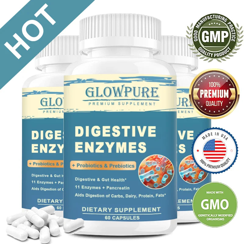 Digestive Enzyme Supplement with Prebiotics & Probiotics - Supports Nutrient Absorption | Gut Health Promotes Digestion | Immune - Sun Studio