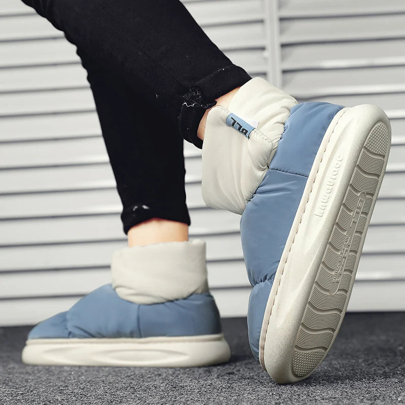 Outdoor Plush Warm Men's Snow Boots Winter Couple Cotton Shoes Down Non-Slip Waterproof Fashion Kids Shoes Slip on Soft Sneakers - Sun Studio