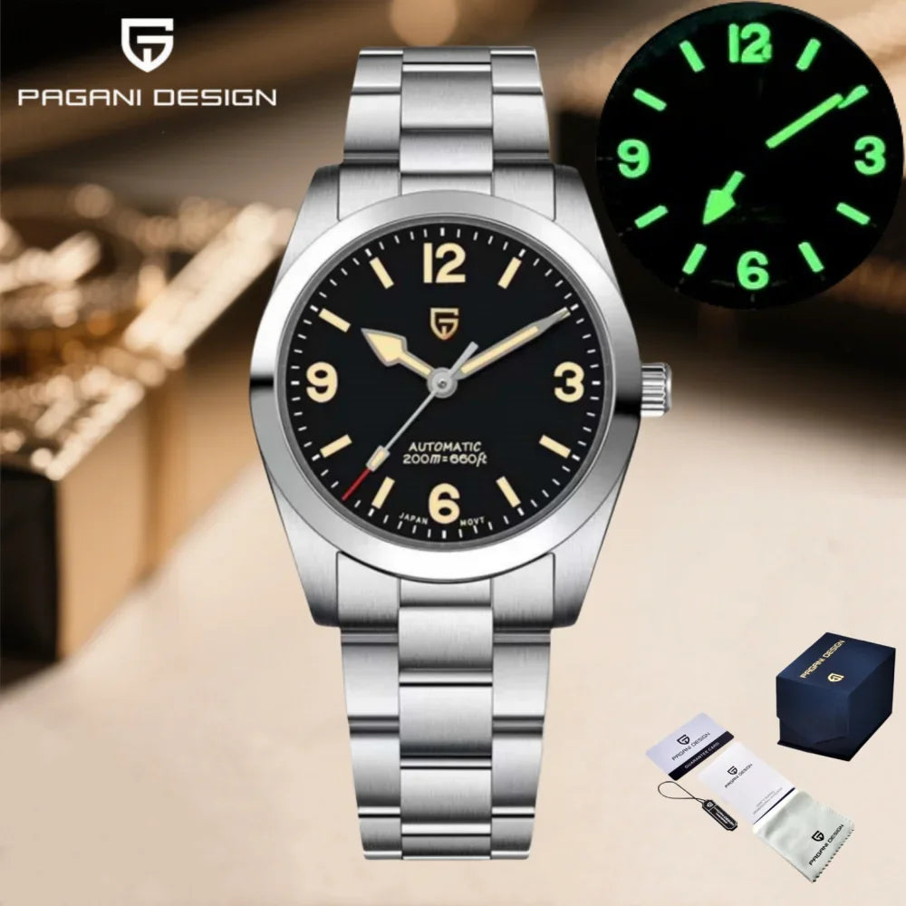 PAGANI DESIGN 2026 New 36MM Men Automatic Mechanical Watches NH35 Sapphire Stainless Steel AR Coating 20Bar Clock Watch for Men - Sun Studio