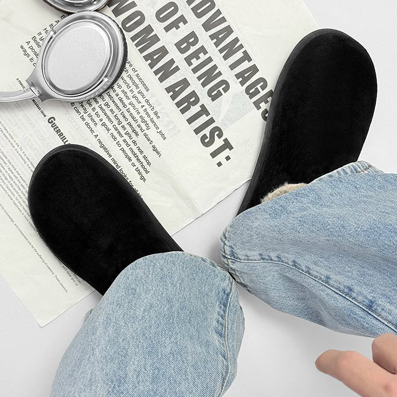 Winter New Arrival Men's Plush Lined Warm Cotton Slippers, Non-Slip Indoor Outdoor Cozy Fleece Shoes for Men - Sun Studio