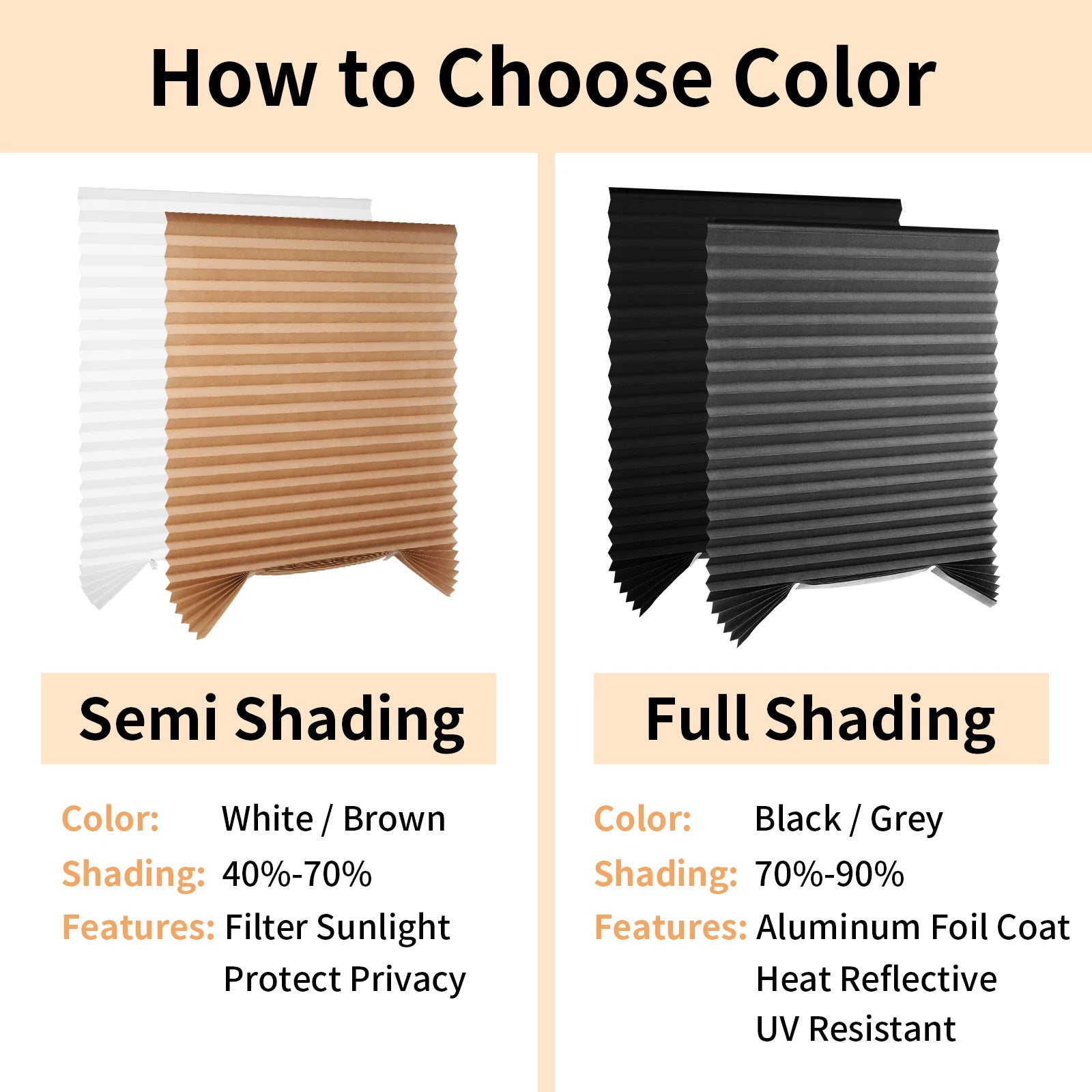 Simple Pleated Window Shades Non-Woven Fabric Self-Adhesive No Drill Blackout Curtains Living Room Bedroom Bathroom Home Decor - Sun Studio