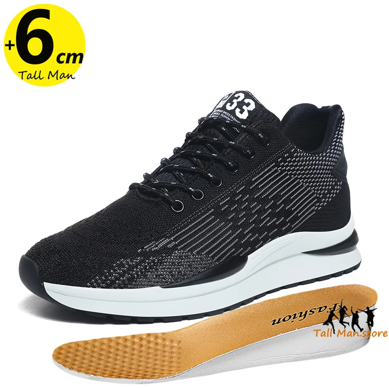 Herren Sneakers Sport Lift Höhenverstellung Einlegesohle 6cm Mesh Plus Größe 37-44