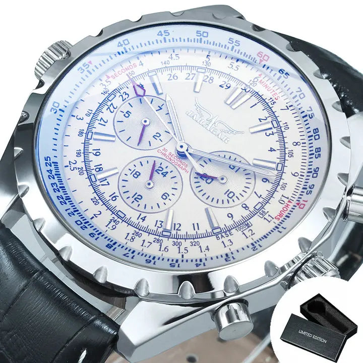 JARAGAR Sports Mens Watches Top Brand Luxury Automatic Mechanical Watch for Men Silver Stainless Steel Strap Military Wristwatch - Sun Studio