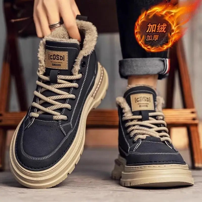Winter New Man Shoes Classic Men Retro Ankle Boots Fashion Waterproof No-slip High-top Casual Shoe Work&Safty Boots Botas Hombre - Sun Studio