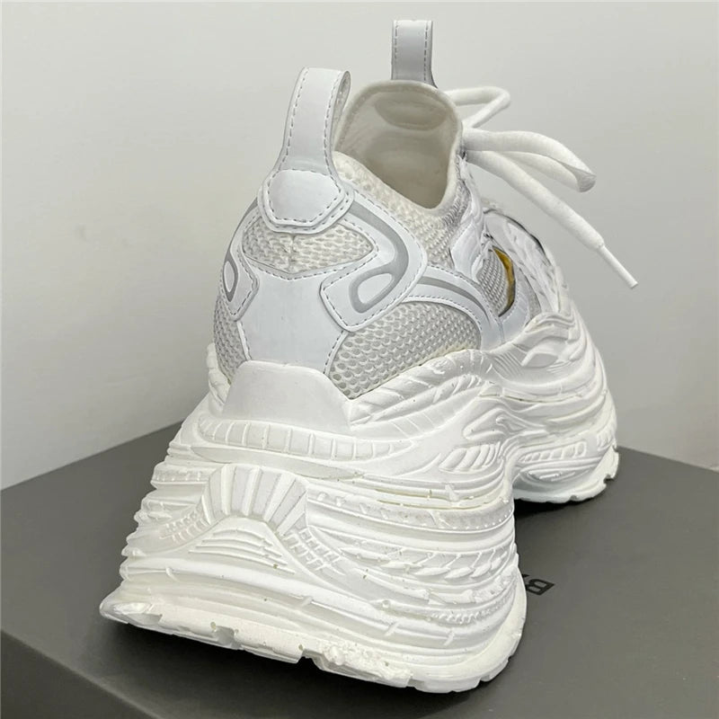 Thick Bottom Platform High Heel Casual Trainers Luxury Brand Designer Women Sneaker Mixed Color Runway Sport Shoes Large Size - Sun Studio