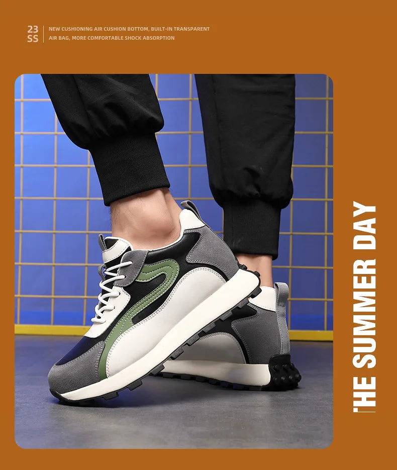 High Quality Flat/6/8 Cm Men Elevator Sneakers Summer Casual Trainers Height Increase Shoes Mesh Student Running Men Lift Shoes - Sun Studio