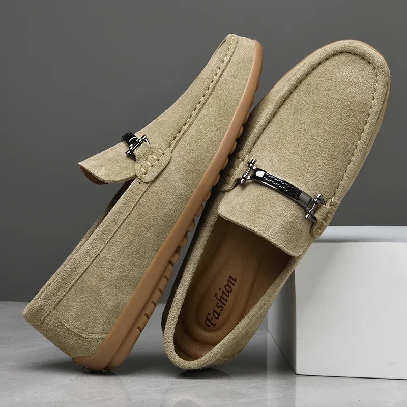 Fashion Brand Men's Spring Suede Casual Leather Shoes Bean Shoes New Outdoor Men's Comfortable Soft Soled Non Slip Driving Shoes - Sun Studio