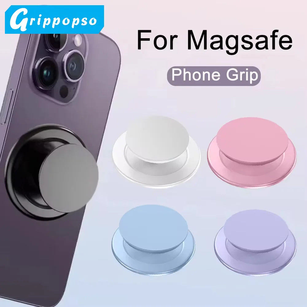 Grippopso Magnetic Folding Mobile Phone Grip Holder Socket Support Tok for IPhone 16 15 14 13  Ring Finger Expanding Stand - Sun Studio