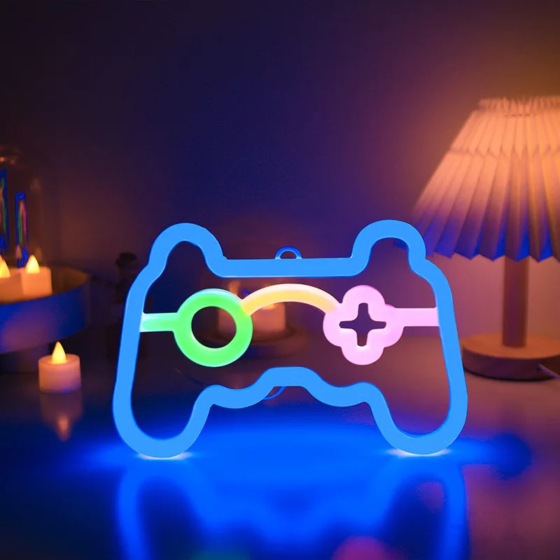 Gamer Neon Sign Lights,Gamer Controller Neon Lamp for E-sport Room, USB Or Battery Powered Table Lamp, Gaming LED for Home Decor - Sun Studio