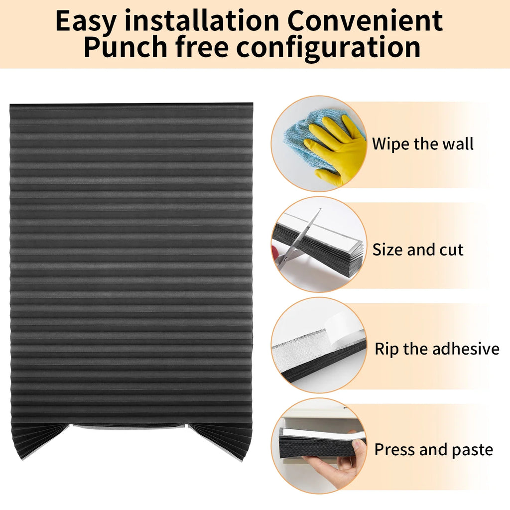Simple Pleated Window Shades Non-Woven Fabric Self-Adhesive No Drill Blackout Curtains Living Room Bedroom Bathroom Home Decor - Sun Studio