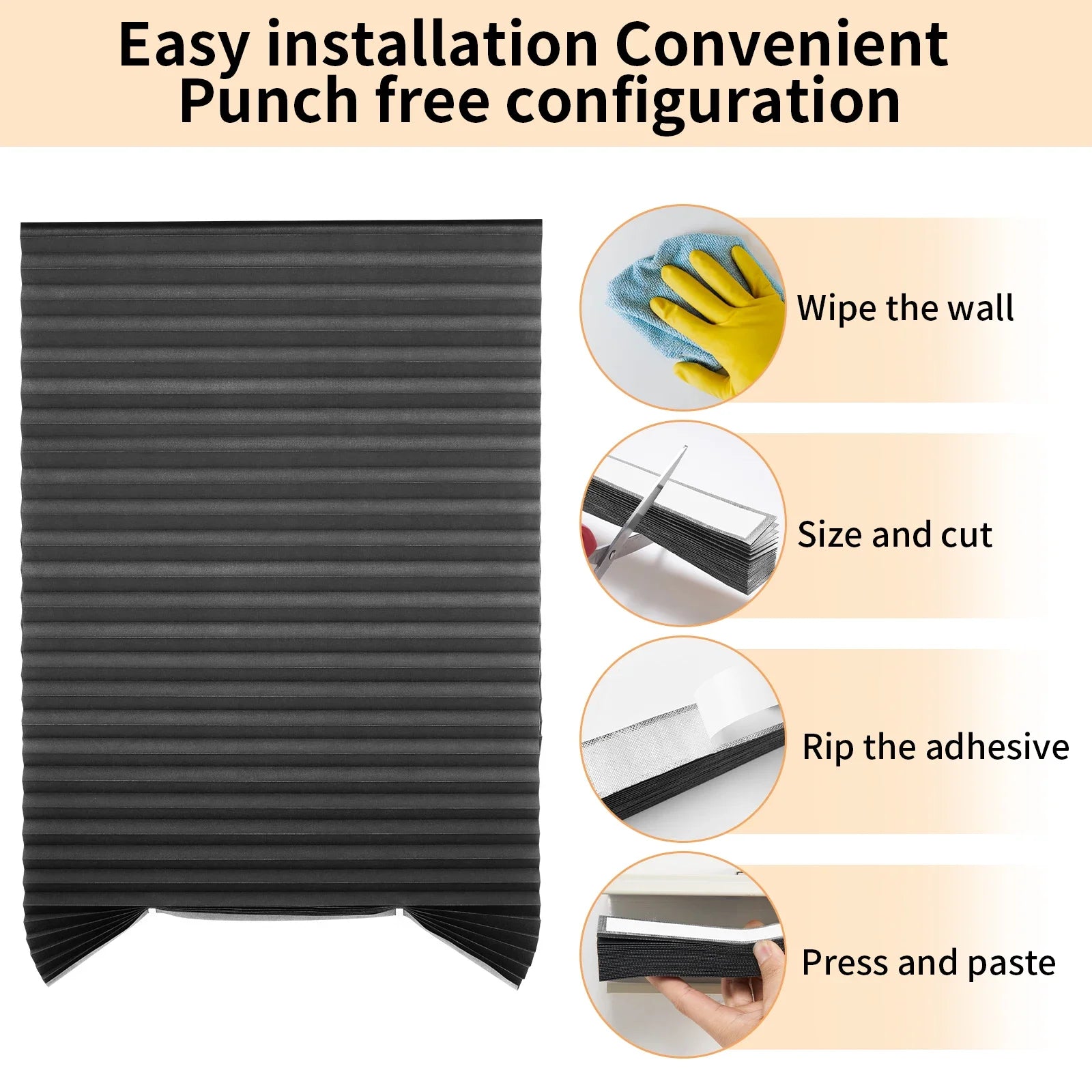 Simple Pleated Window Shades Non-Woven Fabric Self-Adhesive No Drill Blackout Curtains Living Room Bedroom Bathroom Home Decor - Sun Studio