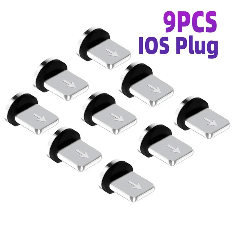 9pcs Converter Charging Cable Adapter For Mobile Phone 360 Degree Rotation Magnetic Tips Replacement Parts Easy Operate Durable - Sun Studio