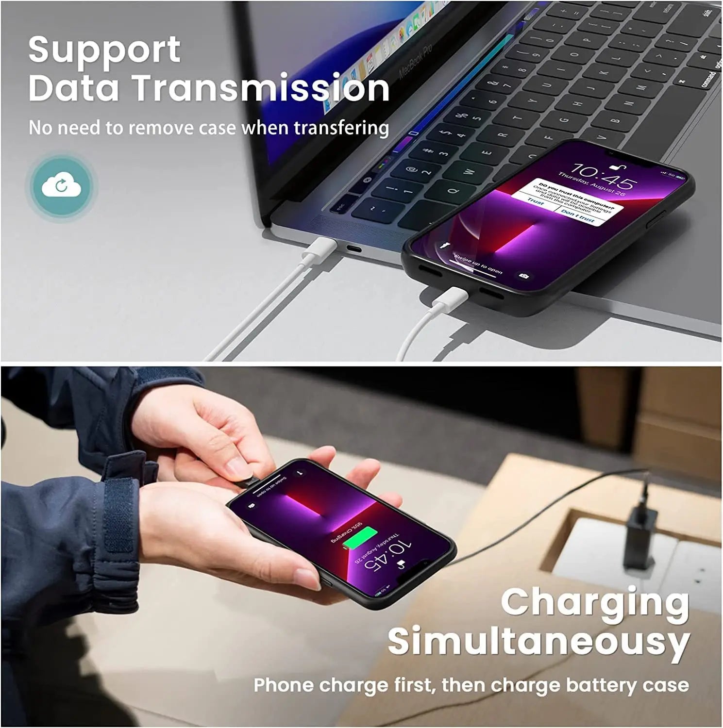 6800mAh Outdoor Backup Battery Portable Soft Silicone Charging Case for IPhone16 ProMax 15 14 13 12 11 XSmax 8 7 6 Full Series - Sun Studio